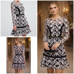 EUC True Decadence TD Floral Lace Eyelet Fit and Flare Cocktail Dress US2P UK6